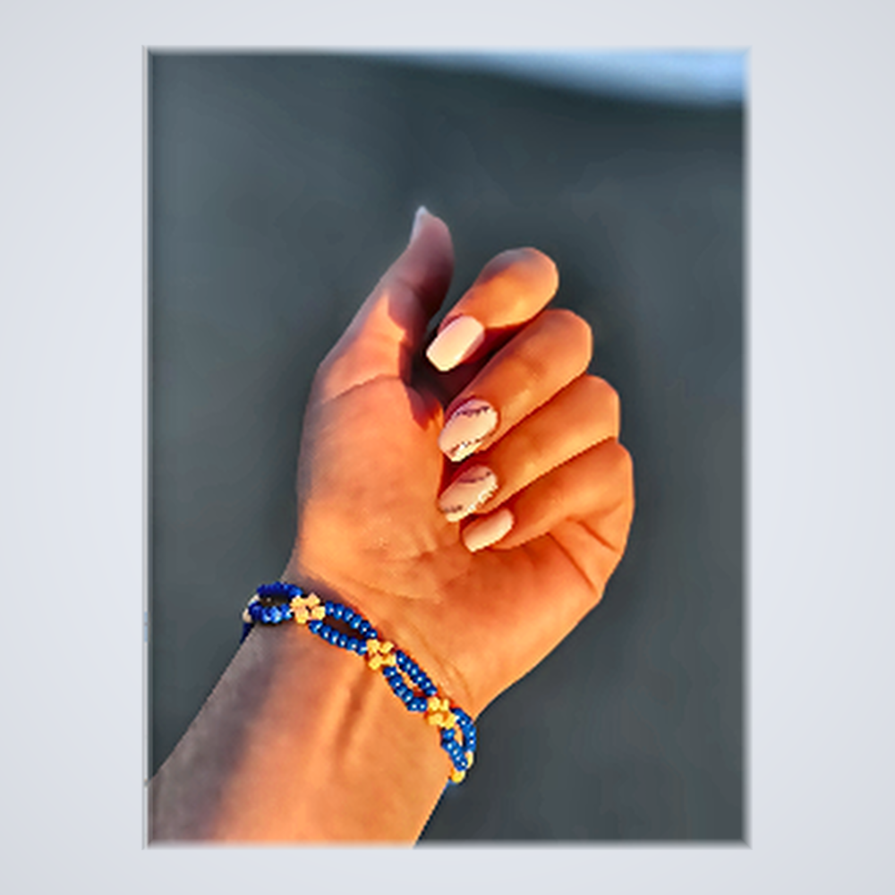 Bracelet Tissé Fleur Bohème Sunset - Bleu Royal & Fleur Bouton d'Or