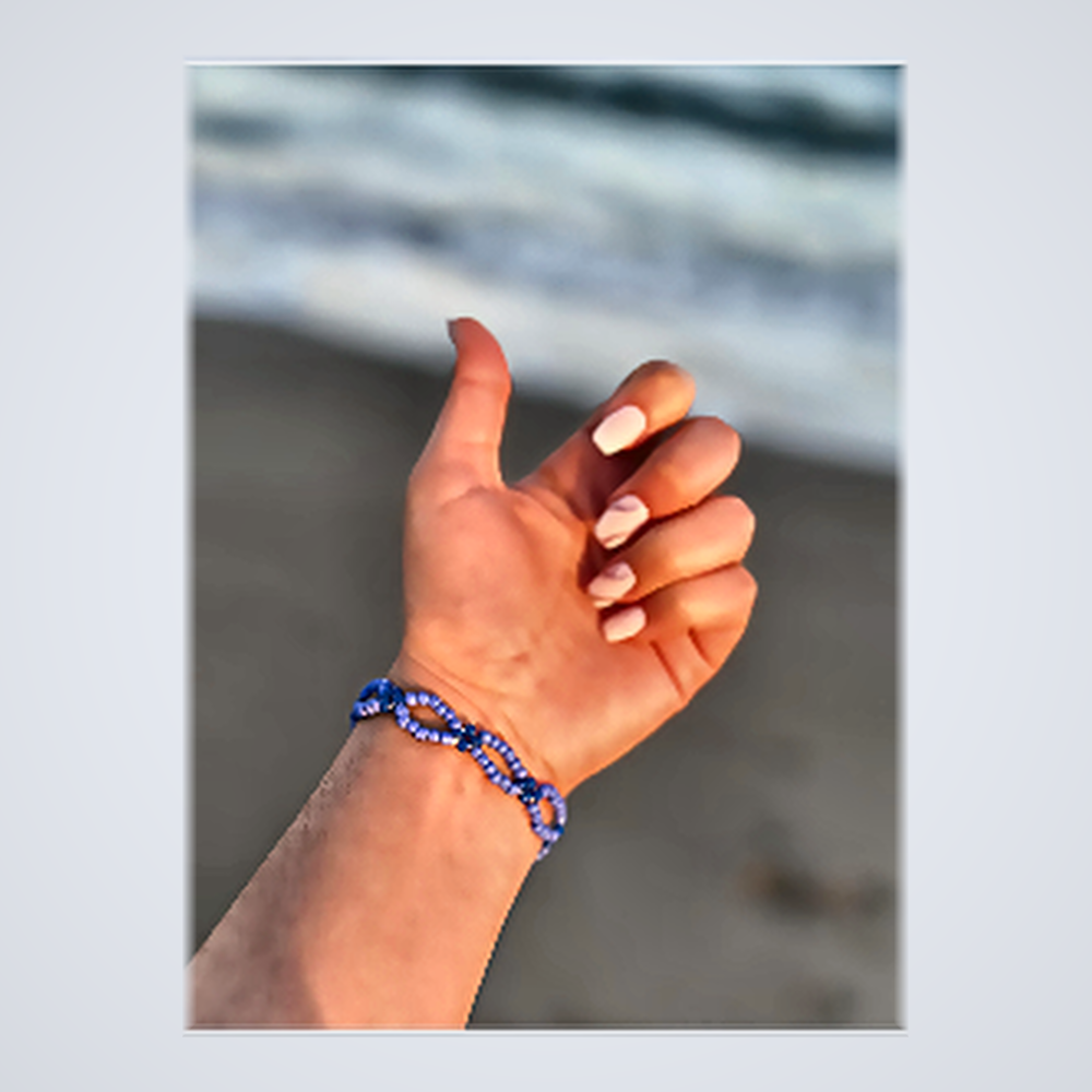 Bracelet Tissé Fleur Bohème Sunset - Bleu Pervenche & Cobalt Océan