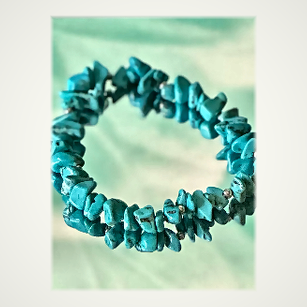 Bracelet Double Rang en Pépites de Turquoise Minérale Sauvage