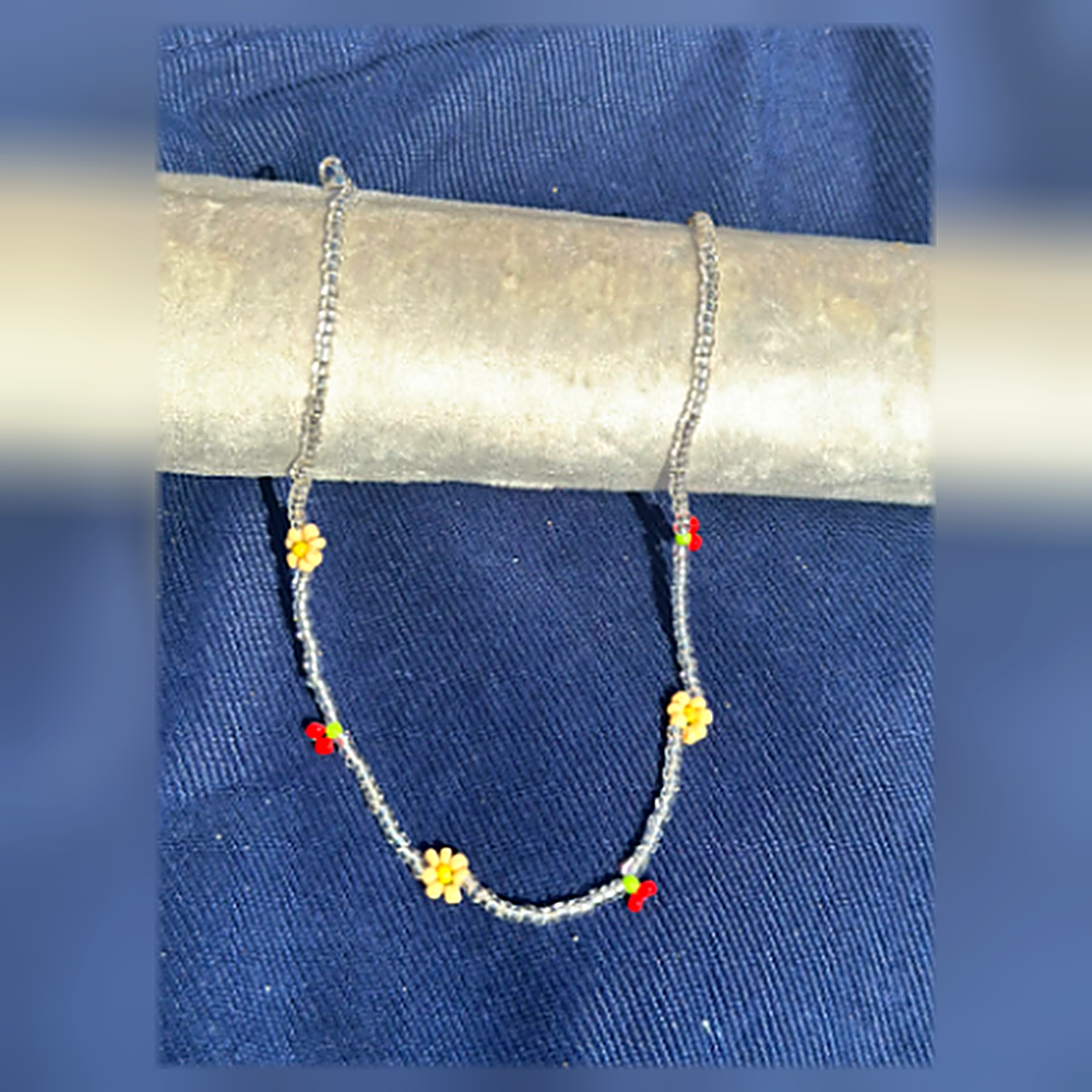 Cherry Blossom Glass Beaded Choker