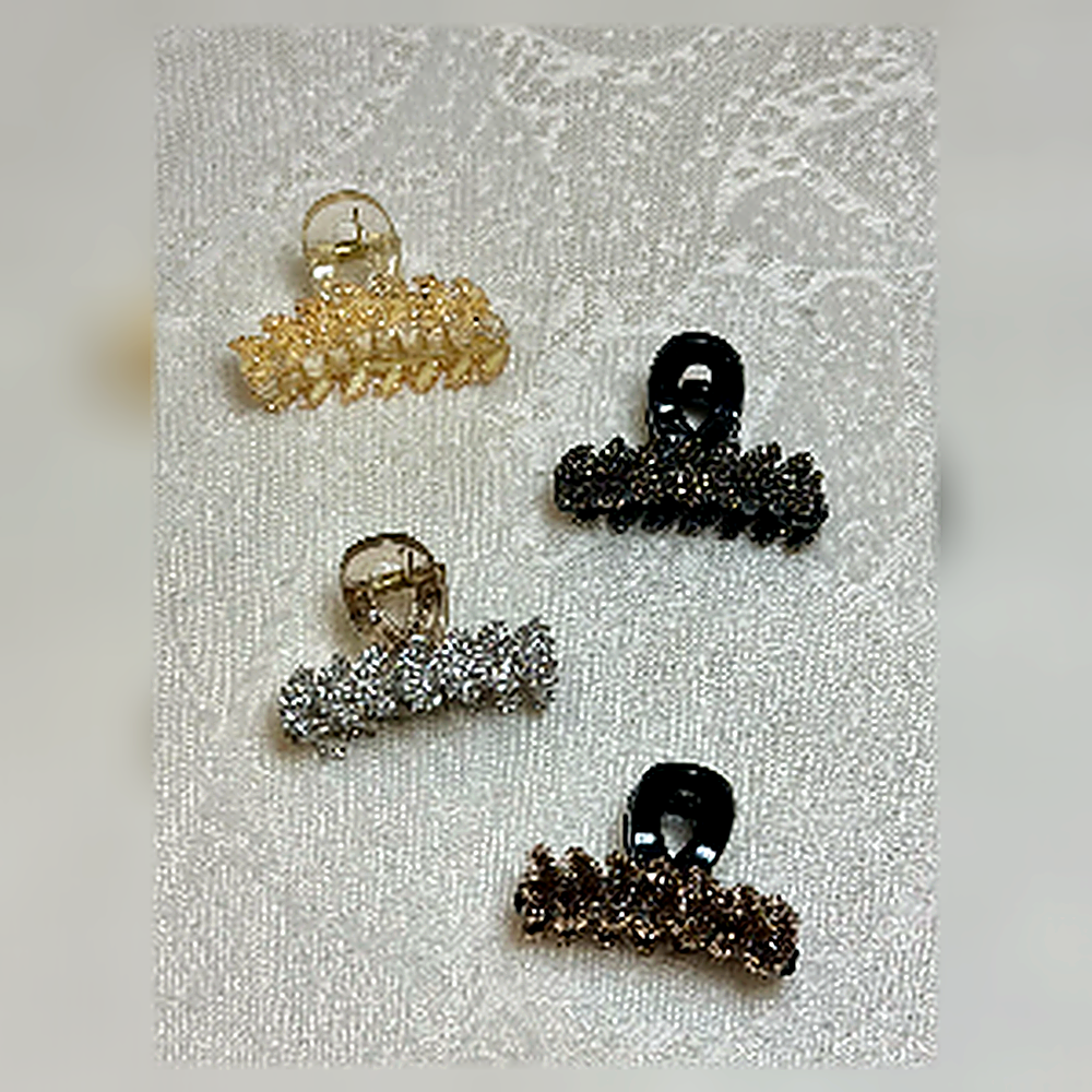 Sparkling Crystal & Glitter Mini Claw Clip Trio