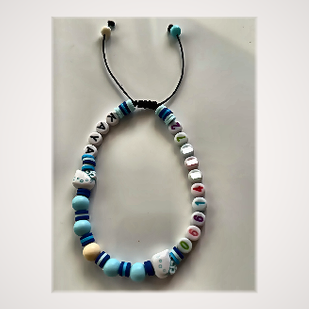 Collier / Bracelet Personnalisé Prénom & Numéro - Bleu Ciel & Cinnamoroll