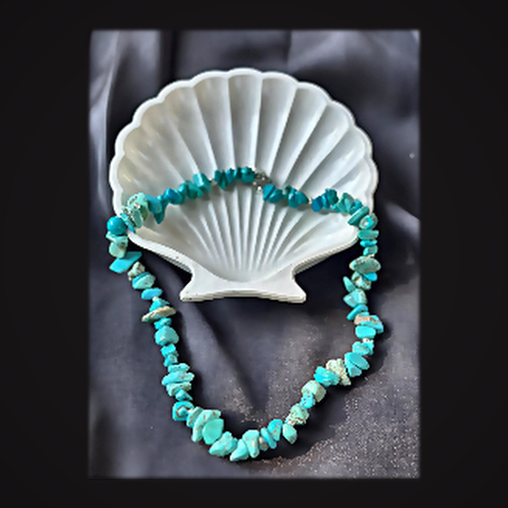 Collier Choker Pépites Turquoise Brute Naturelle