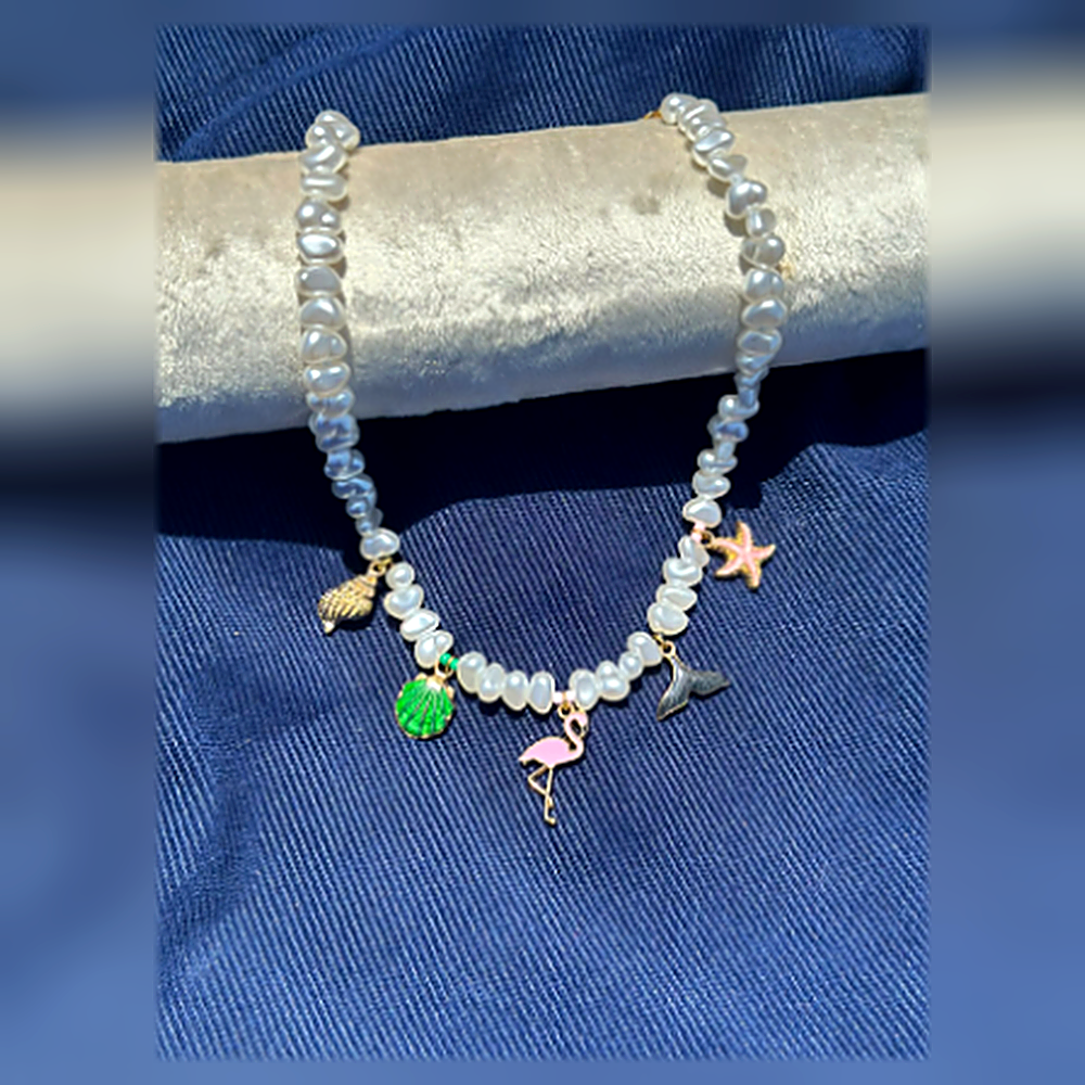 Riviera Ocean Charm Pearl Choker