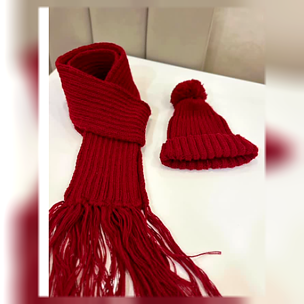 Scarlet Chunky Ribbed Scarf & Beanie Set